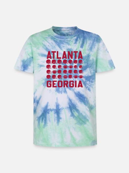 Atlanta Georgia's Gridiron Silhouettes - Unisex Premium Tie-Dye T-Shirt - Blue Spiral