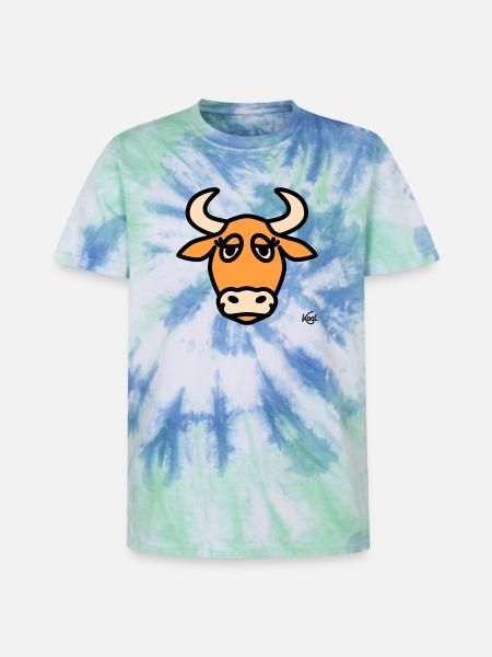 Taurus Large - Unisex Premium Tie-Dye T-Shirt - Blue Spiral