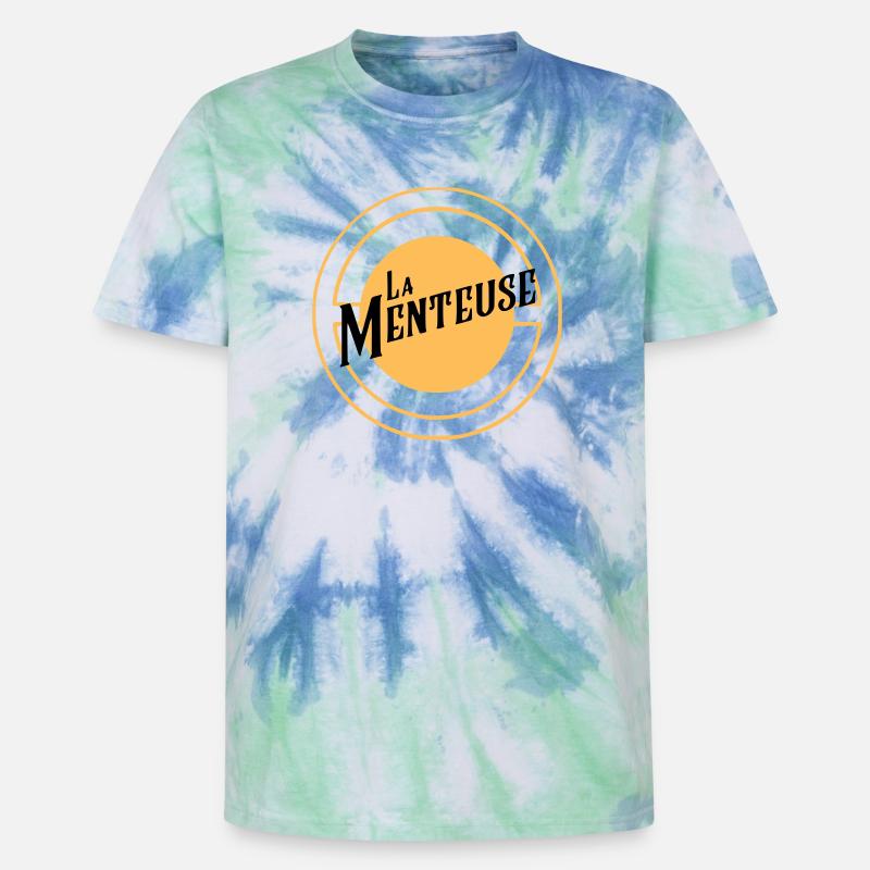 La Menteuse - T-shirt tie-dye premium unisexe - bleu spirale