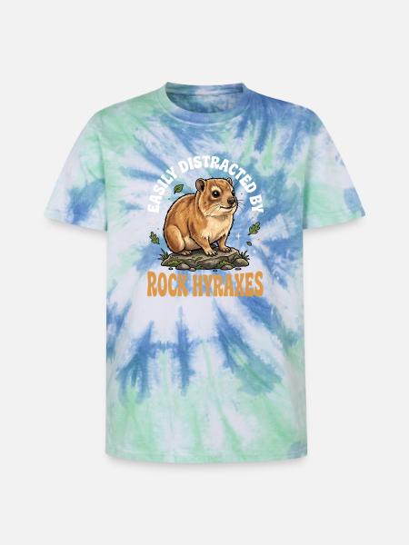 Easily distracted by rock hyraxes - Unisex Premium Tie-Dye T-Shirt - Blue Spiral