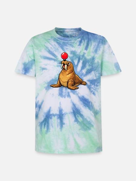 Morse avec balle - T-shirt tie-dye premium unisexe - bleu spirale