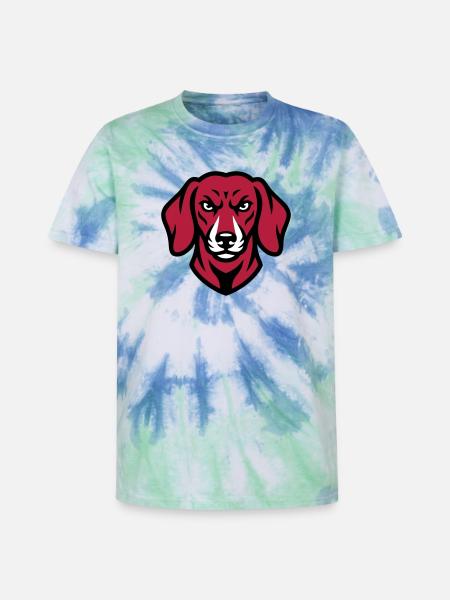 Dackel Maskottchen Logo - Unisex Premium Tie Dye T-Shirt - Spiralblau