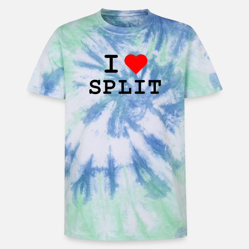 J’adore Split - Ich liebe Split - T-shirt tie-dye premium unisexe - bleu spirale