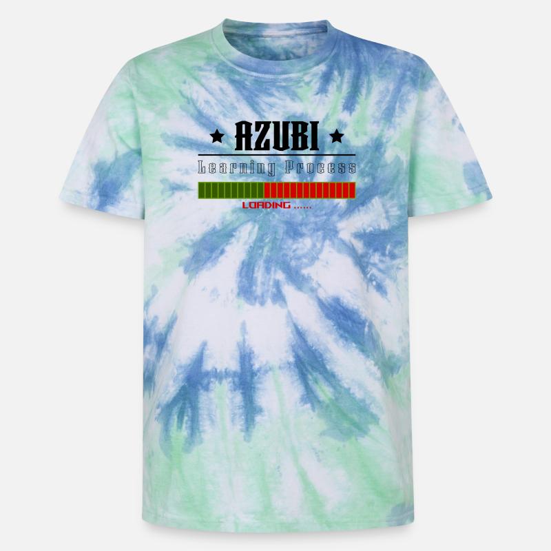 AZUBI learning process loading white tshirt - Unisex Premium Tie Dye T-Shirt - Spiralblau