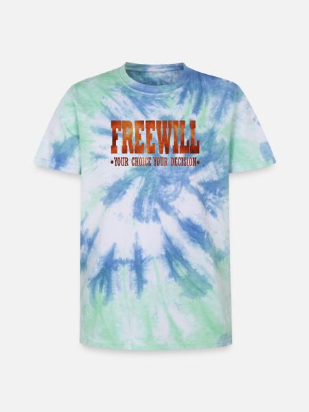 FreeWill - Unisex Premium Tie-Dye T-Shirt - Blue Spiral
