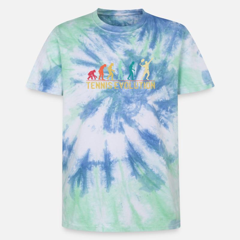 Tennis Evolution Evolution Graphic Design - Unisex Premium Tie-Dye T-Shirt - Blue Spiral