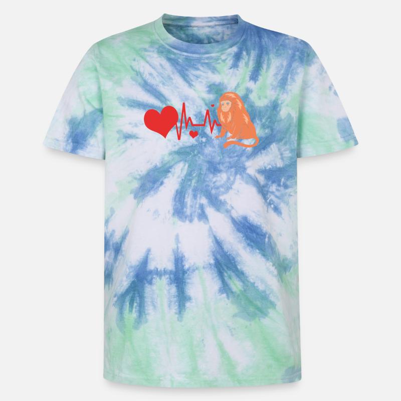 Tamarin Monkey Monkey Monkey Monkey Face - Unisex Premium Tie-Dye T-Shirt - Blue Spiral