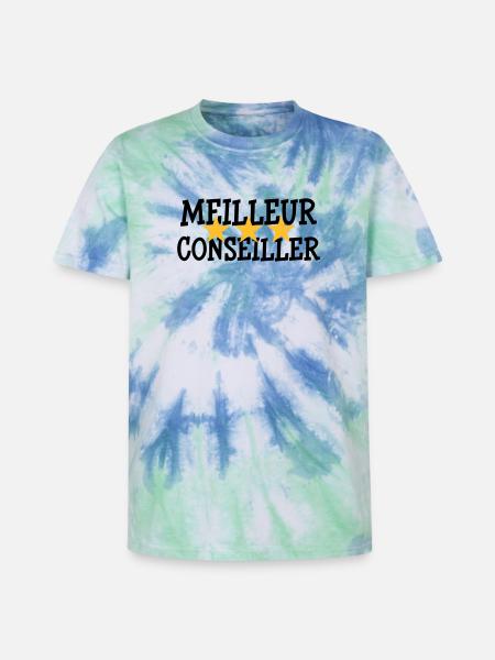 Meilleur Conseiller - T-shirt tie-dye premium unisexe - bleu spirale
