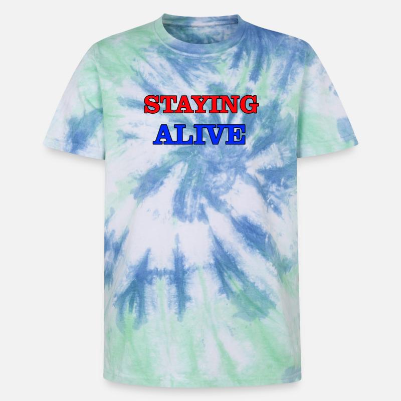 Staying Alive - Unisex Premium Tie-Dye T-Shirt - Blue Spiral