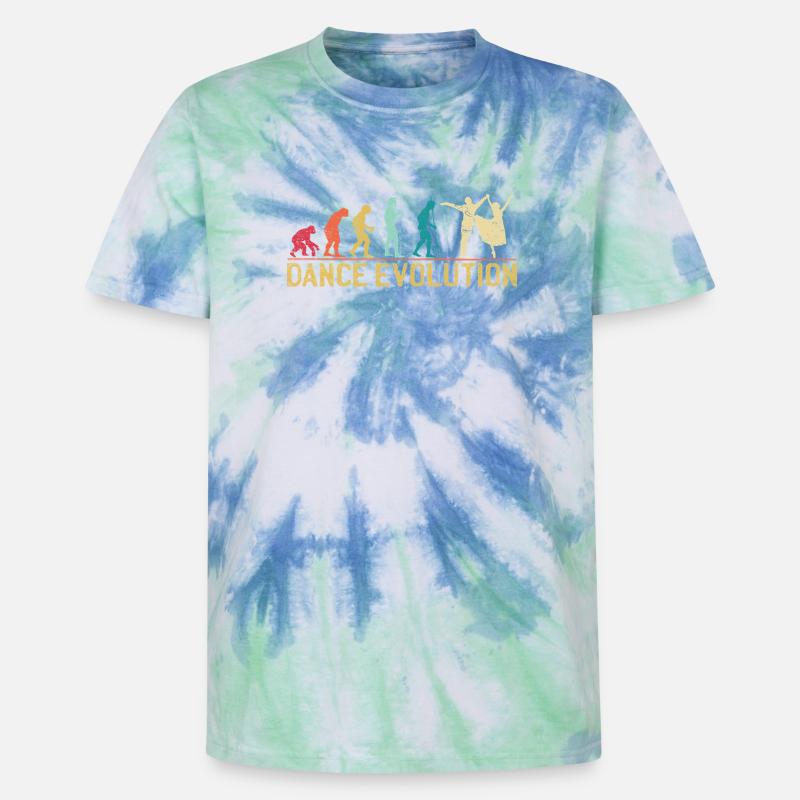 Dance Evolution Silhouette Design - Unisex Premium Tie-Dye T-Shirt - Blue Spiral