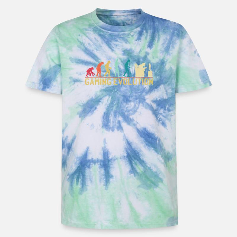Gaming Evolution Artwork - Unisex Premium Tie-Dye T-Shirt - Blue Spiral