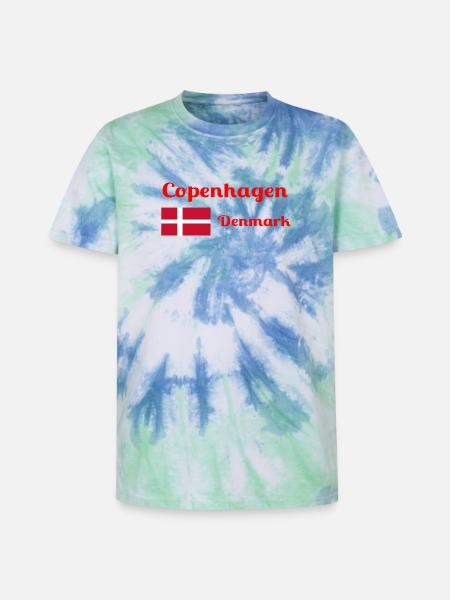 Copenhagen Denmark - Stylish prints - Unisex Premium Tie-Dye T-Shirt - Blue Spiral