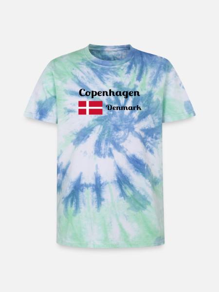 Copenhagen Denmark - Stilfulde prints - Unisex Premium tie-dye T-shirt - spiralblå