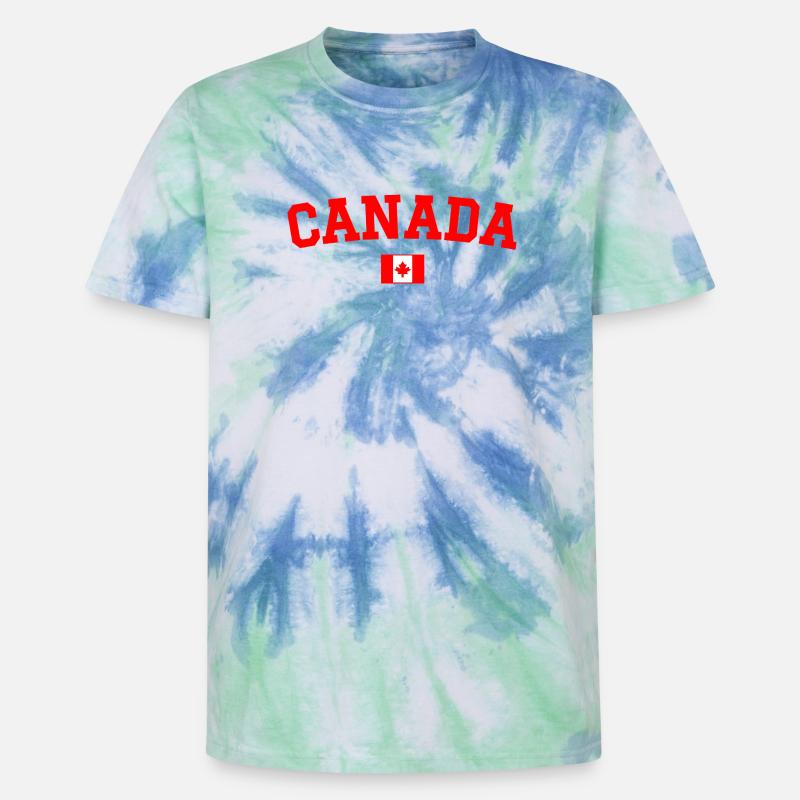 Drapeau du Canada Rouge - T-shirt tie-dye premium unisexe - bleu spirale