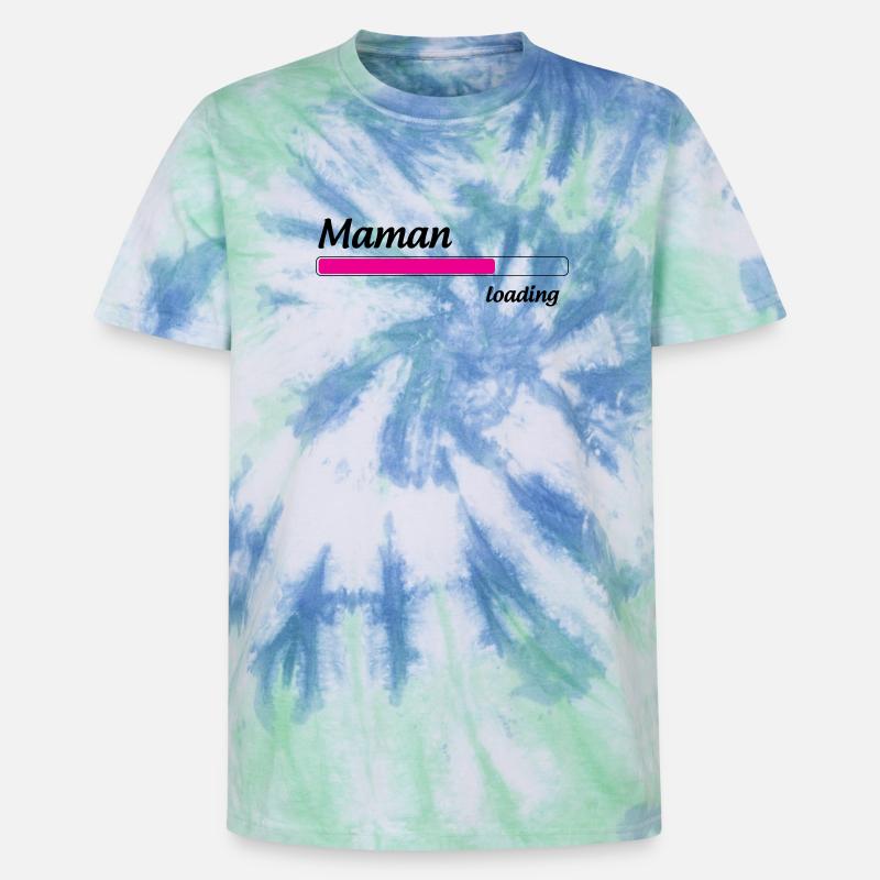 Mama lädt... Bitte warten - Werdende Mutter - Unisex Premium Tie Dye T-Shirt - Spiralblau