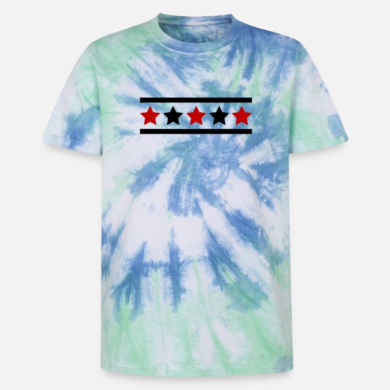 Star Pattern - Unisex Premium Tie-Dye T-Shirt - Blue Spiral