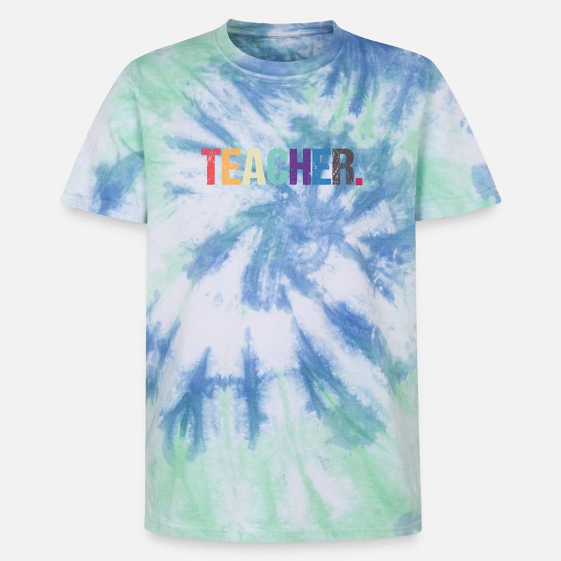 Conception colorée de TEACHER - T-shirt tie-dye premium unisexe - bleu spirale