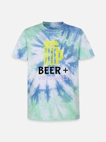 Pixel-Bier-Videospiele - Unisex Premium Tie Dye T-Shirt - Spiralblau