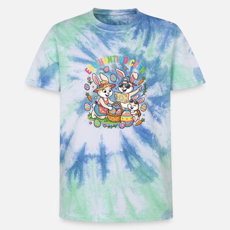 Hosterhasen Familie -Eier Sammler - Unisex Premium Tie Dye T-Shirt - Spiralblau
