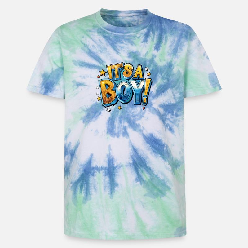 Es ist ein Junge Comic - Unisex Premium Tie Dye T-Shirt - Spiralblau