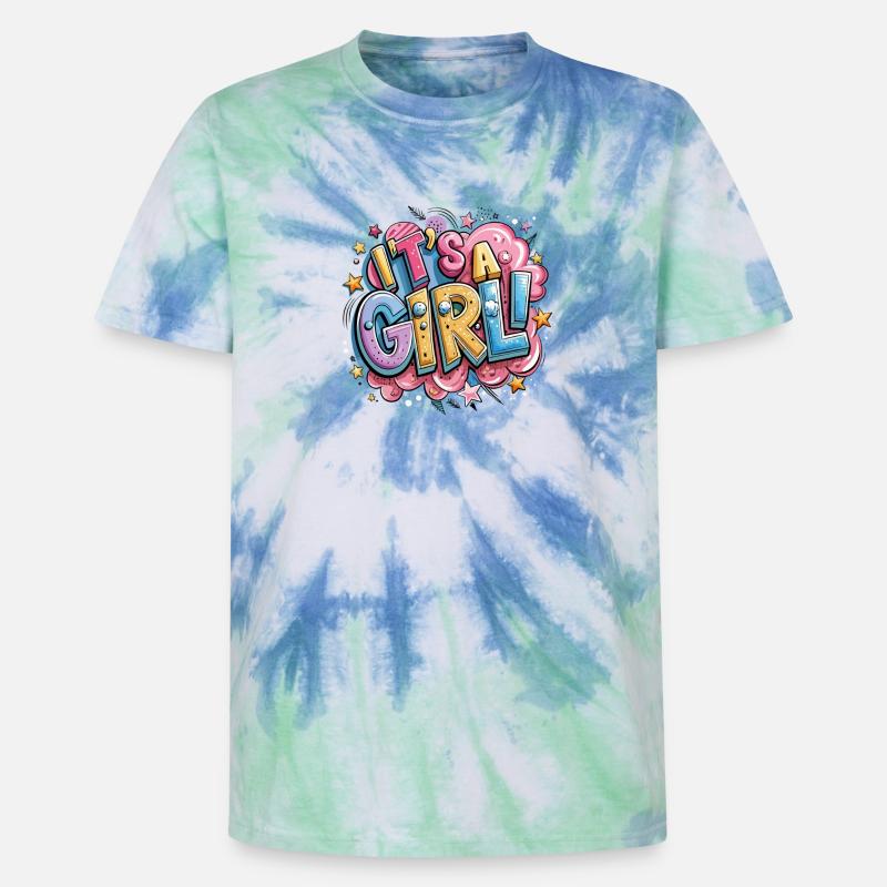 Bunte Cartoon-Trophäe mit Textgestaltung - Unisex Premium Tie Dye T-Shirt - Spiralblau