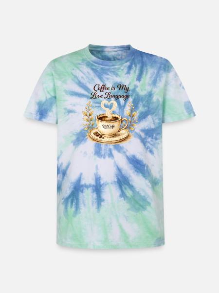 coffe_ist_my_live_language - Unisex Premium Tie-Dye T-Shirt - Blue Spiral