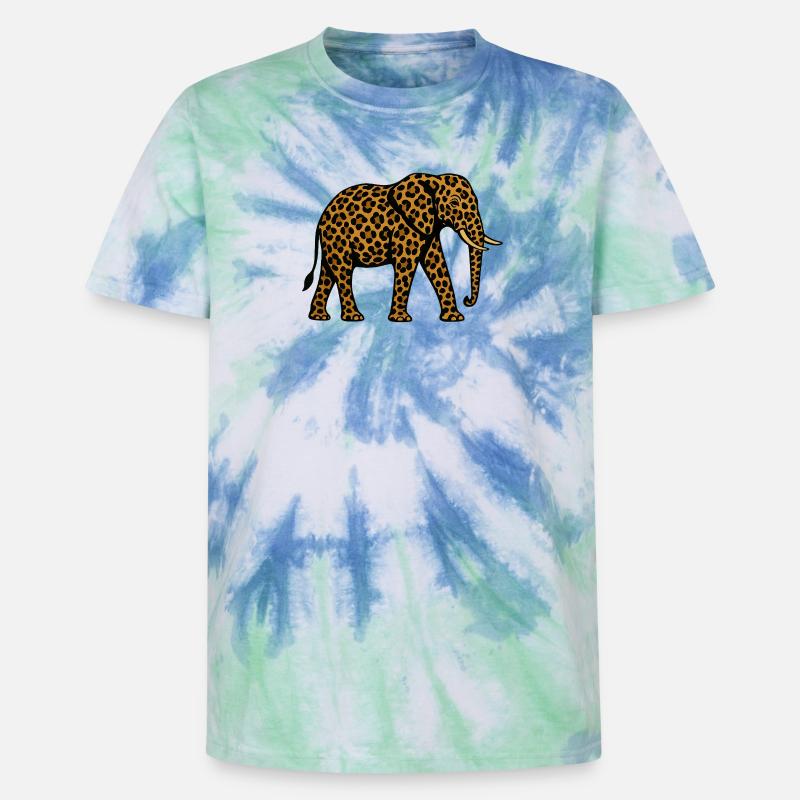Leopard Elefant Muster - Unisex Premium Tie Dye T-Shirt - Spiralblau