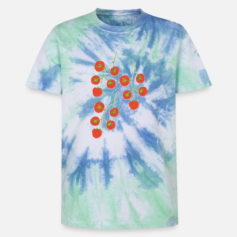 Impressionnisme du Buisson de tomate - T-shirt tie-dye premium unisexe - bleu spirale