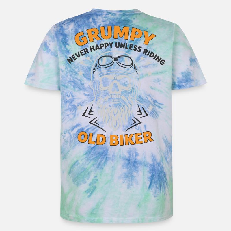 Grumpy Old Biker Skull - T-shirt tie-dye premium unisexe - bleu spirale