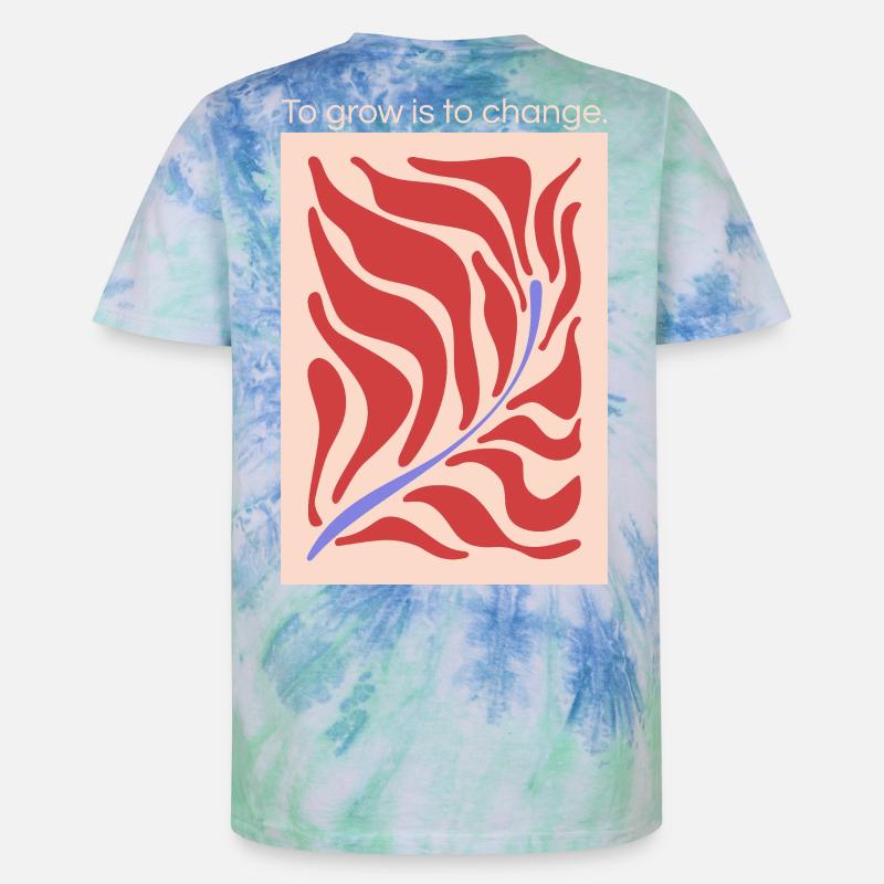 Growth through change – leaf shape pattern - Unisex Premium Tie-Dye T-Shirt - Blue Spiral