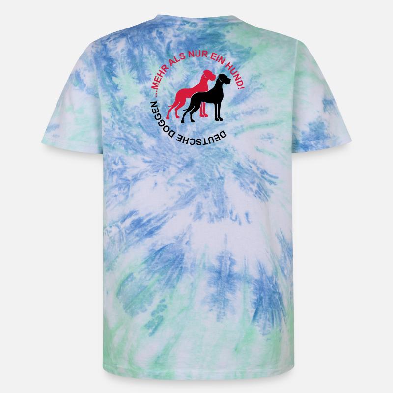 Dogues allemands - Plus qu'un chien - T-shirt tie-dye premium unisexe - bleu spirale