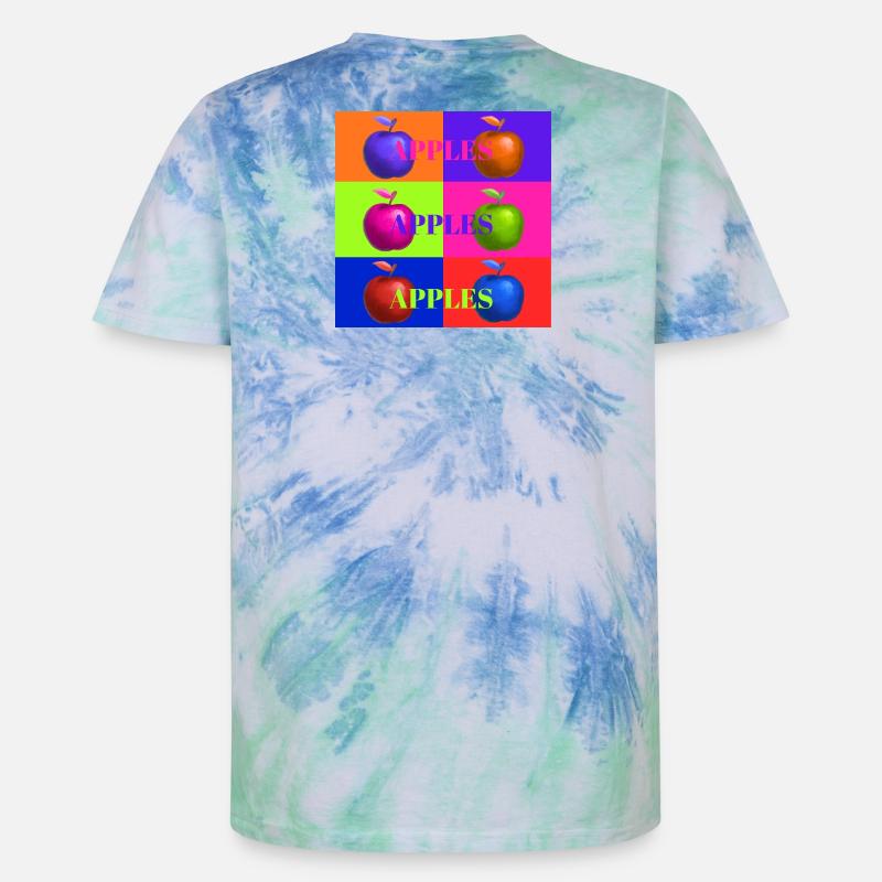 Pop Art Apfel Collage Design - Unisex Premium Tie Dye T-Shirt - Spiralblau