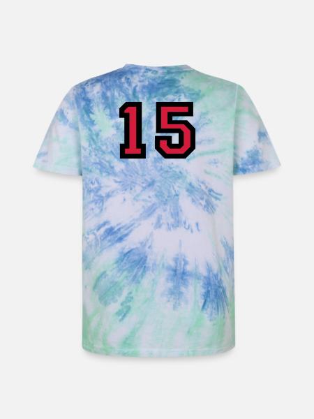 The number 15 - number fifteen - Unisex Premium Tie-Dye T-Shirt - Blue Spiral