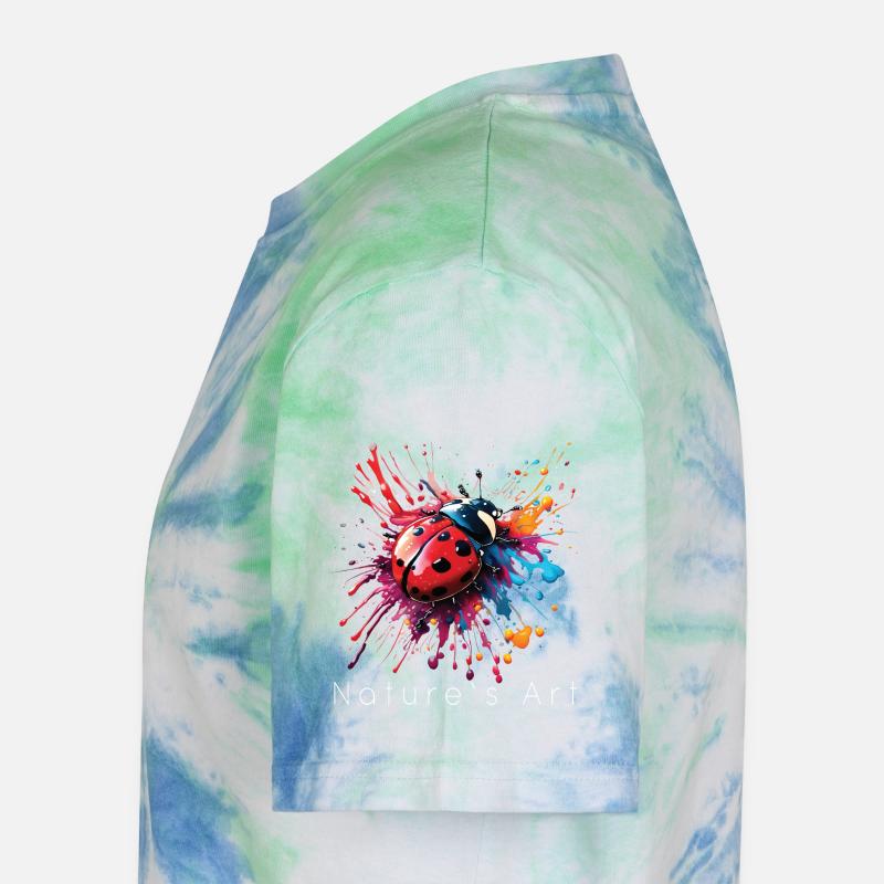 Buntes Marienkäfer-Design, Kunst der Natur, weißer Text Unisex Premium Tie Dye T-Shirt