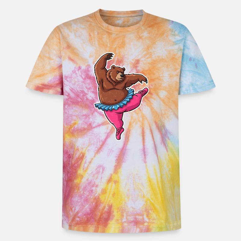 Ballett Bär Comic Geschenk - Unisex Premium Tie Dye T-Shirt - Regenbogen-Spirale