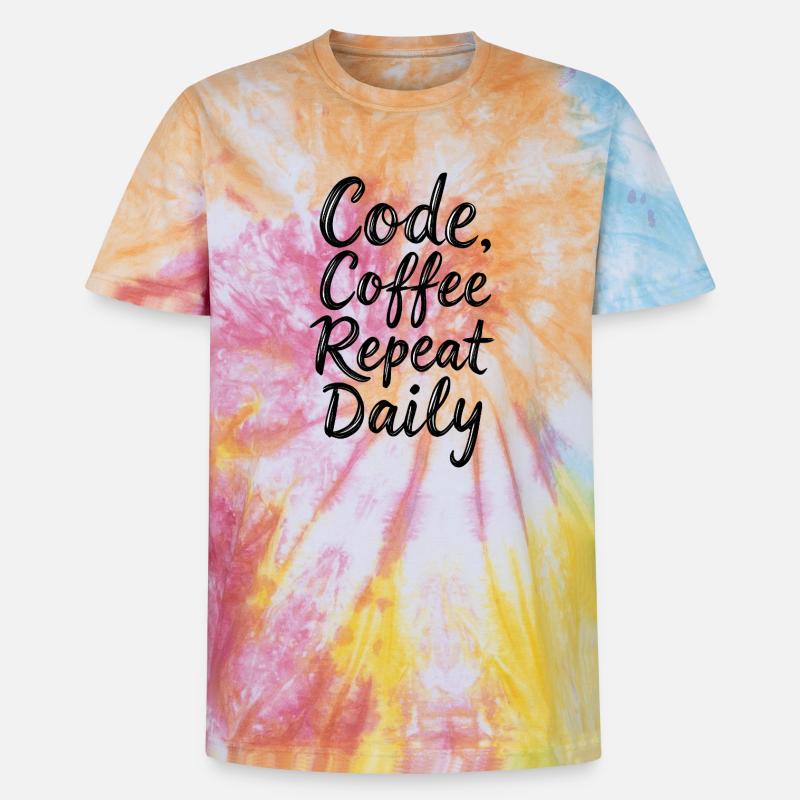 Code Sleep Debug Repeat Programmer Shirt - T-shirt tie-dye premium unisexe - arc-en-ciel spirale