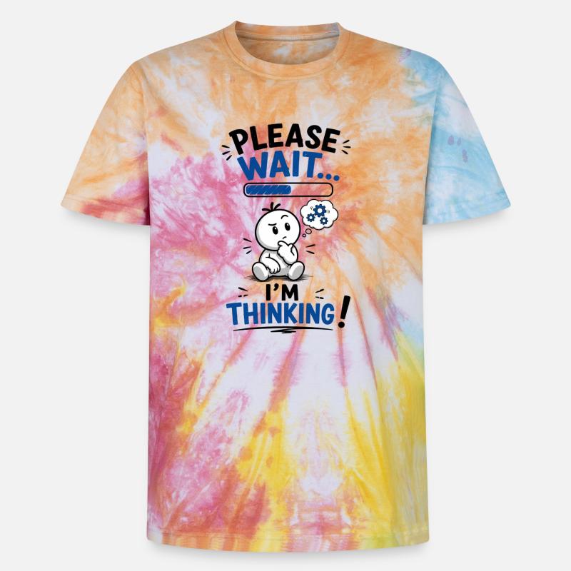 Wait... Loading reflection - Unisex Premium Tie-Dye T-Shirt - Rainbow Spiral
