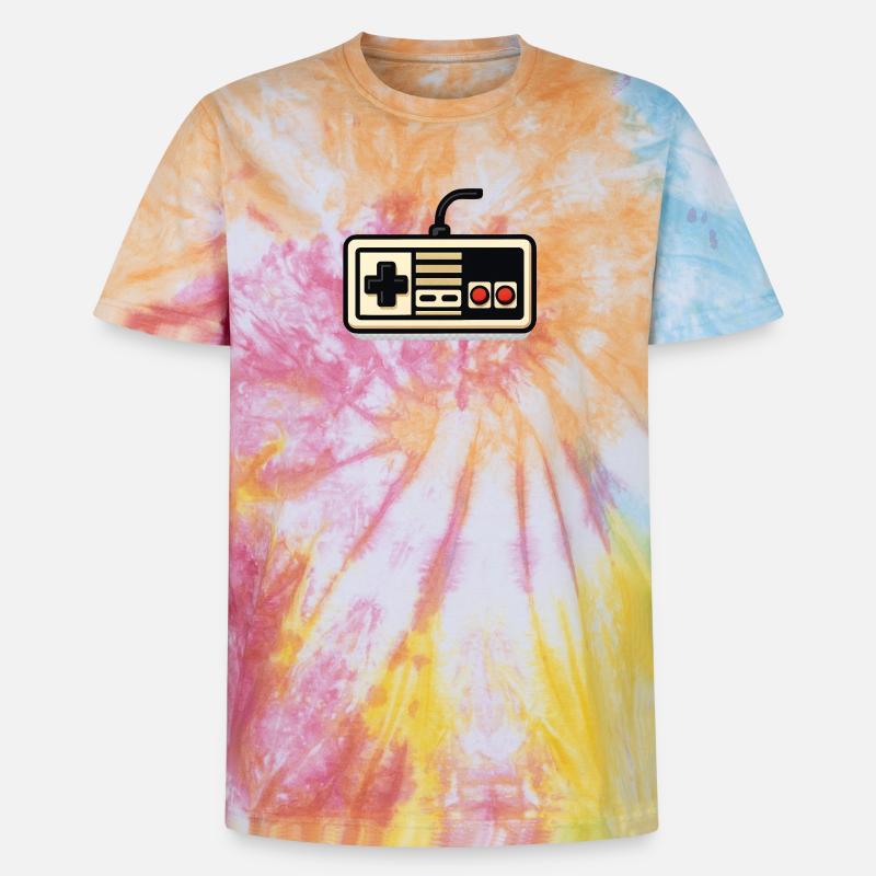 Retro-NES-Controller-Design - Unisex Premium Tie Dye T-Shirt - Regenbogen-Spirale