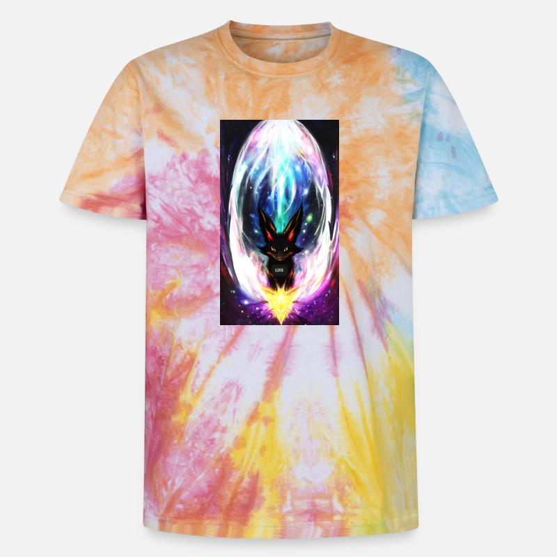 Lightning Wolf - Unisex Premium Tie-Dye T-Shirt - Rainbow Spiral