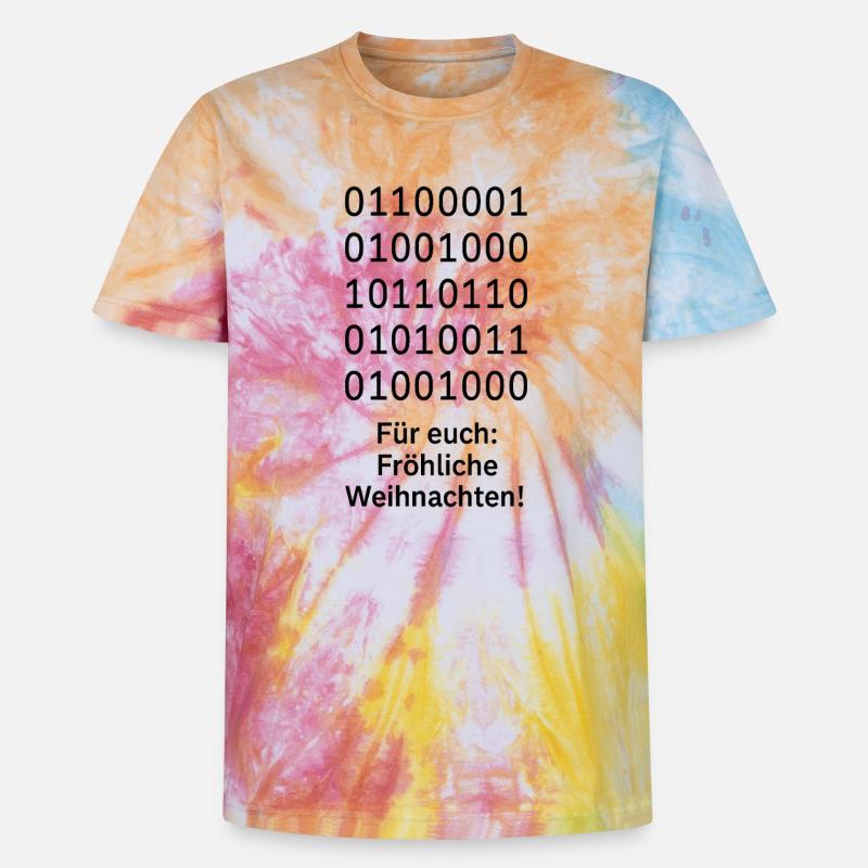 Binary Code Weihnachtszauber - Unisex Premium Tie Dye T-Shirt - Regenbogen-Spirale