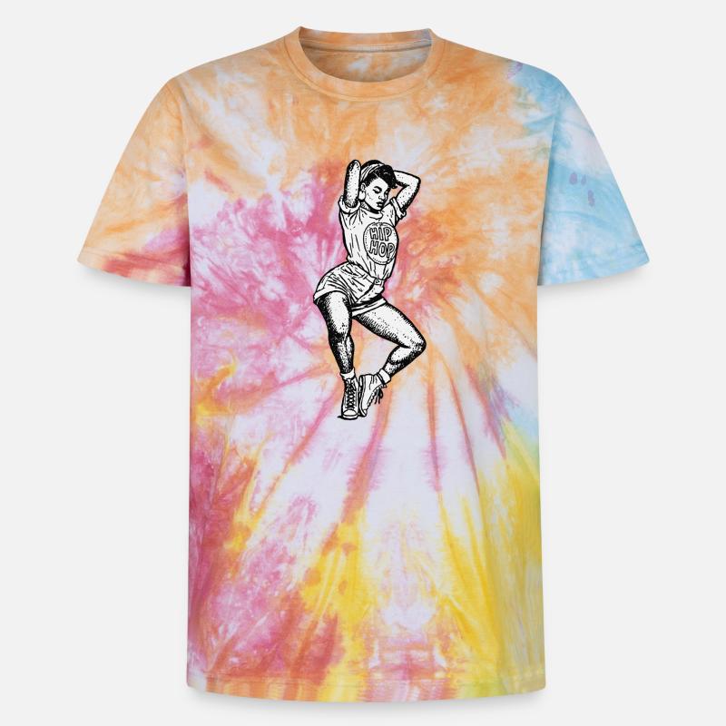 Danseuse #16 - T-shirt tie-dye premium unisexe - arc-en-ciel spirale