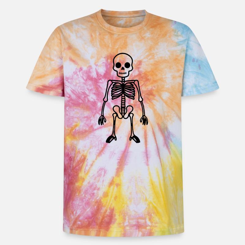 Skeleton Comic - Unisex Premium Tie-Dye T-Shirt - Rainbow Spiral