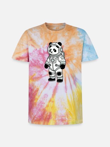 Combinaison spatiale panda bear - T-shirt tie-dye premium unisexe - arc-en-ciel spirale