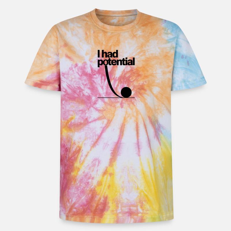 J’avais du potentiel : Potentiel Math Gag - T-shirt tie-dye premium unisexe - arc-en-ciel spirale