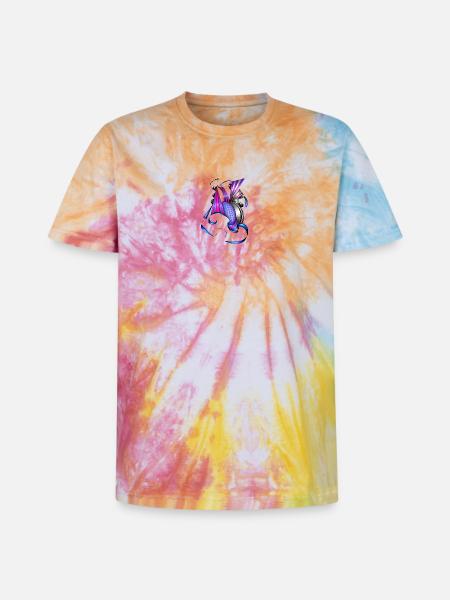 Farbige Spiral- und Fächerkunst - Unisex Premium Tie Dye T-Shirt - Regenbogen-Spirale