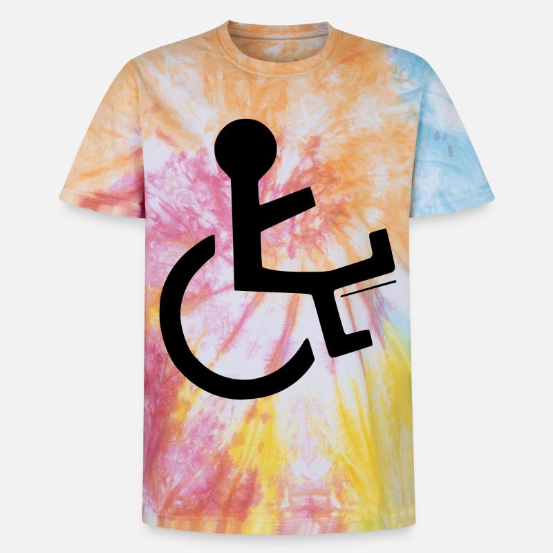 Rollstuhlfahrer mit gebrochenem Bein # - Unisex Premium Tie Dye T-Shirt - Regenbogen-Spirale