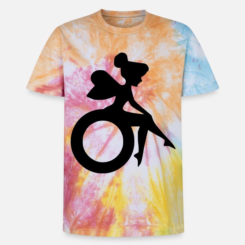 Bild einer Fee im Rollstuhl # - Unisex Premium Tie Dye T-Shirt - Regenbogen-Spirale
