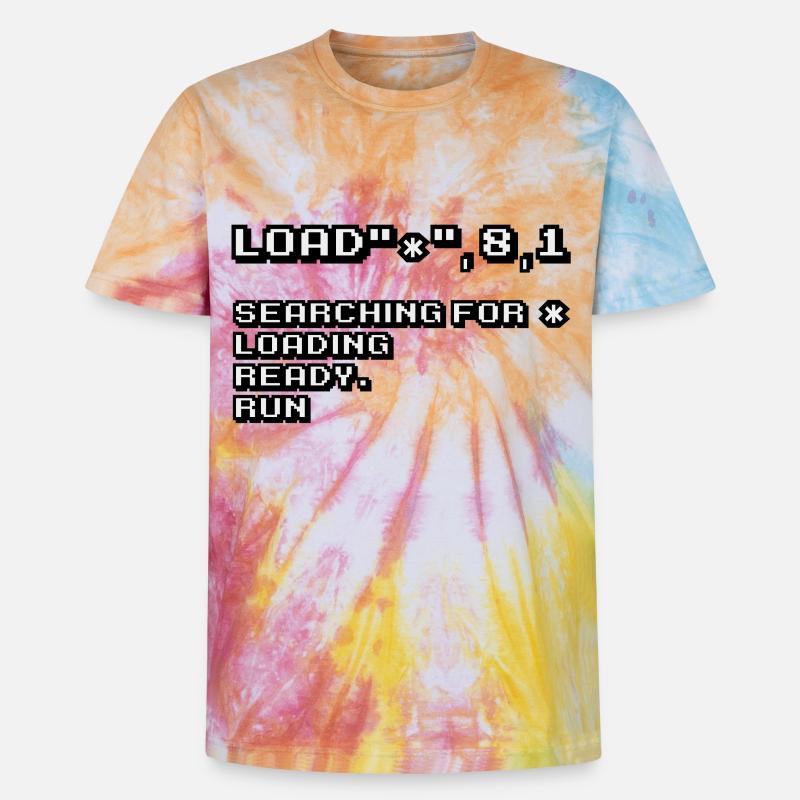 Retro Computing und 8-Bit Nostalgie - Unisex Premium Tie Dye T-Shirt - Regenbogen-Spirale