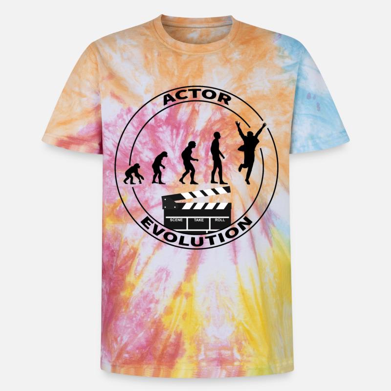 Evolution Schauspieler Darsteller Geschenk - Unisex Premium Tie Dye T-Shirt - Regenbogen-Spirale