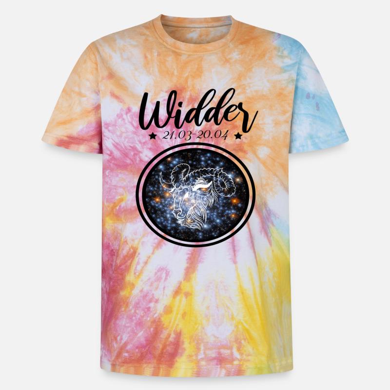 Widder Sternzeichen - Unisex Premium Tie Dye T-Shirt - Regenbogen-Spirale
